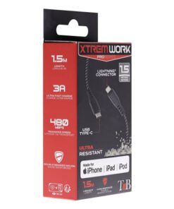 Alternative view of T'NB TNB XTREMWORK 1.5m USB Lightning Cable Black/Grey