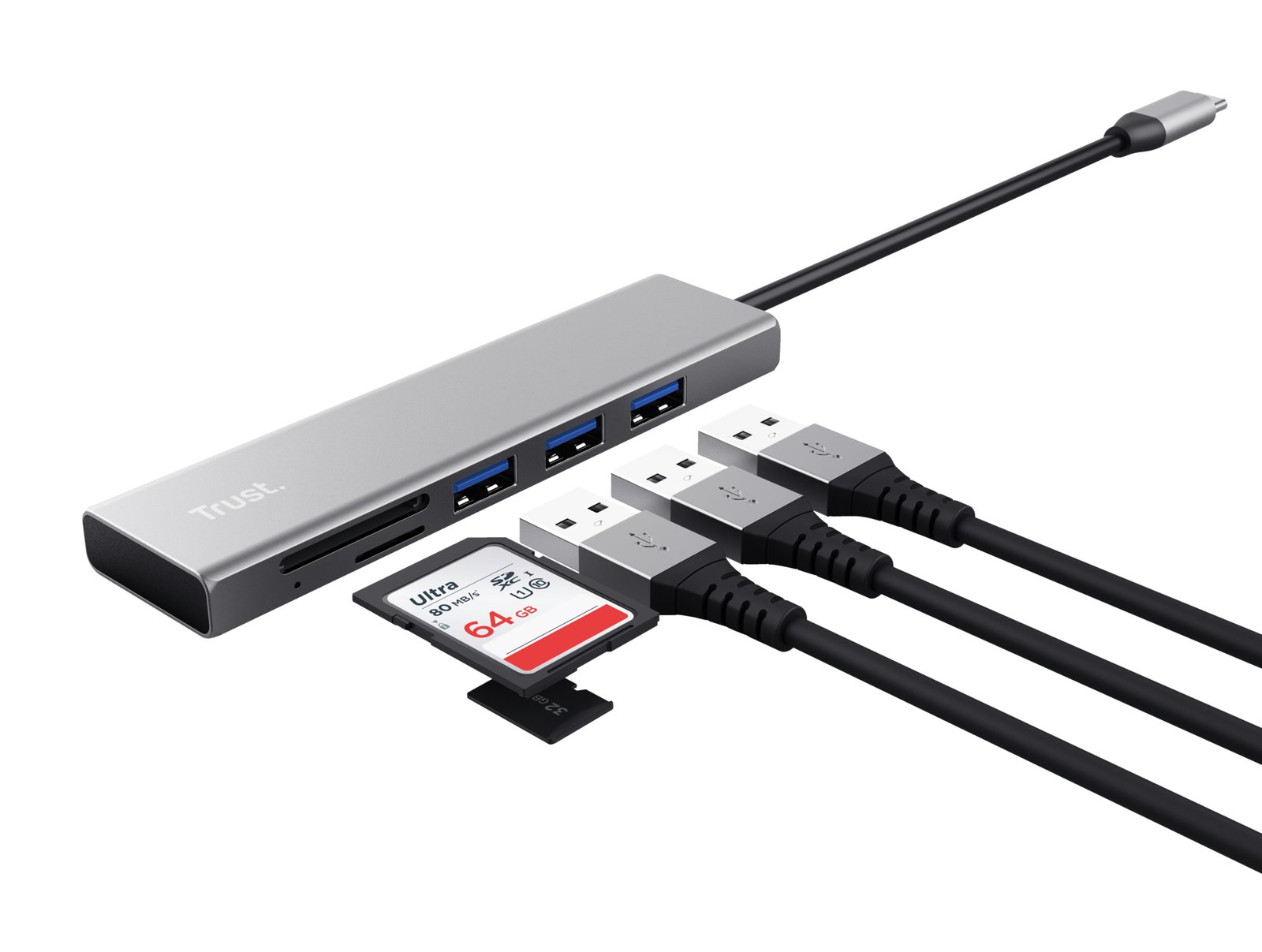 TRUST Hub USB-C HALYX 5 ports 3 USB 1 SD et 1 micro-SD – Image 2