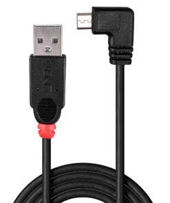 Alternative view of LINDY USB 2.0 Type A/Micro-B 90 0.5m Mini-B plug right angled