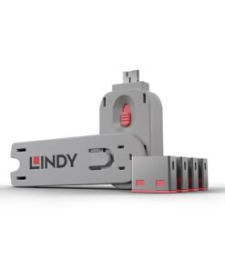 LINDY Clé USB et 4 bloqueurs de ports USB Rose