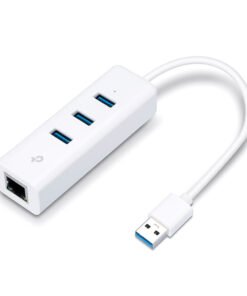 Alternative view of TP-LINK USB 3.0 to Gigabit Ethernet Network Adapter 3-Port USB 3.0 Hub 1 USB 3.0 connector 1 Gigabit Ethernet port 3 USB 3.0 ports