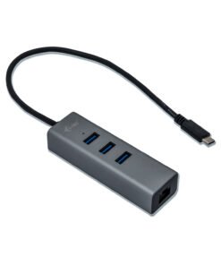 I-TEC USB-C Metal 3-Port HUB with Gigabit Ethernet Adapter 1xUSB-C to RJ-45 3xUSB 3.0 Port LED-Anzeige compatible with TB 3 – Image 2
