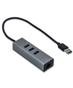 Alternative view of I-TEC USB 3.0 Metal 3-Port HUB with Gigabit Ethernet Adapter 1xUSB 3.0 to RJ-45 3xUSB 3.0 Port LED