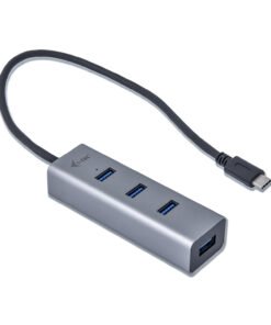 Alternative view of I-TEC USB C Metal HUB 4 Port without power adapter ideal for Notebook Tablet PC supports Win Mac OS compatible with Thunderbolt 3