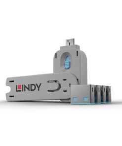 LINDY Clé USB et 4 bloqueurs de ports USB Bleu