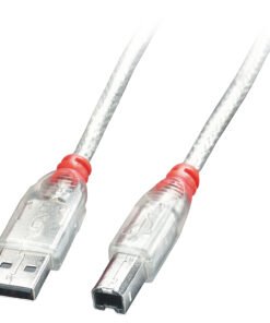 LINDY USB 2.0 Cable A/B Transparent 5m. Transfer Rate up to 480 MBit/s