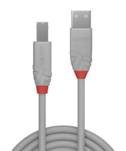 Alternative view of LINDY 2m USB 2.0 Type A to B Cablel Anthra Line USB Type A Male to B Male cool grey