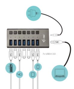 I-TEC USB 3.0 Charging HUB 7port with external power adapter 36W 7xUSB charging port for Tablets Notebooks Ultrabooks PC – Image 2