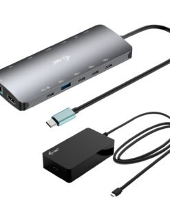 I-TEC USB-C Metal NanoDock 2xHDMI 1xUSB-C Video 1xGLAN 1xAudio/Mic 1xSD/microSD 1xUSB 3.2 3xUSB-C 3.2 Gen2 2xUSB 2.0 PD140W+charger