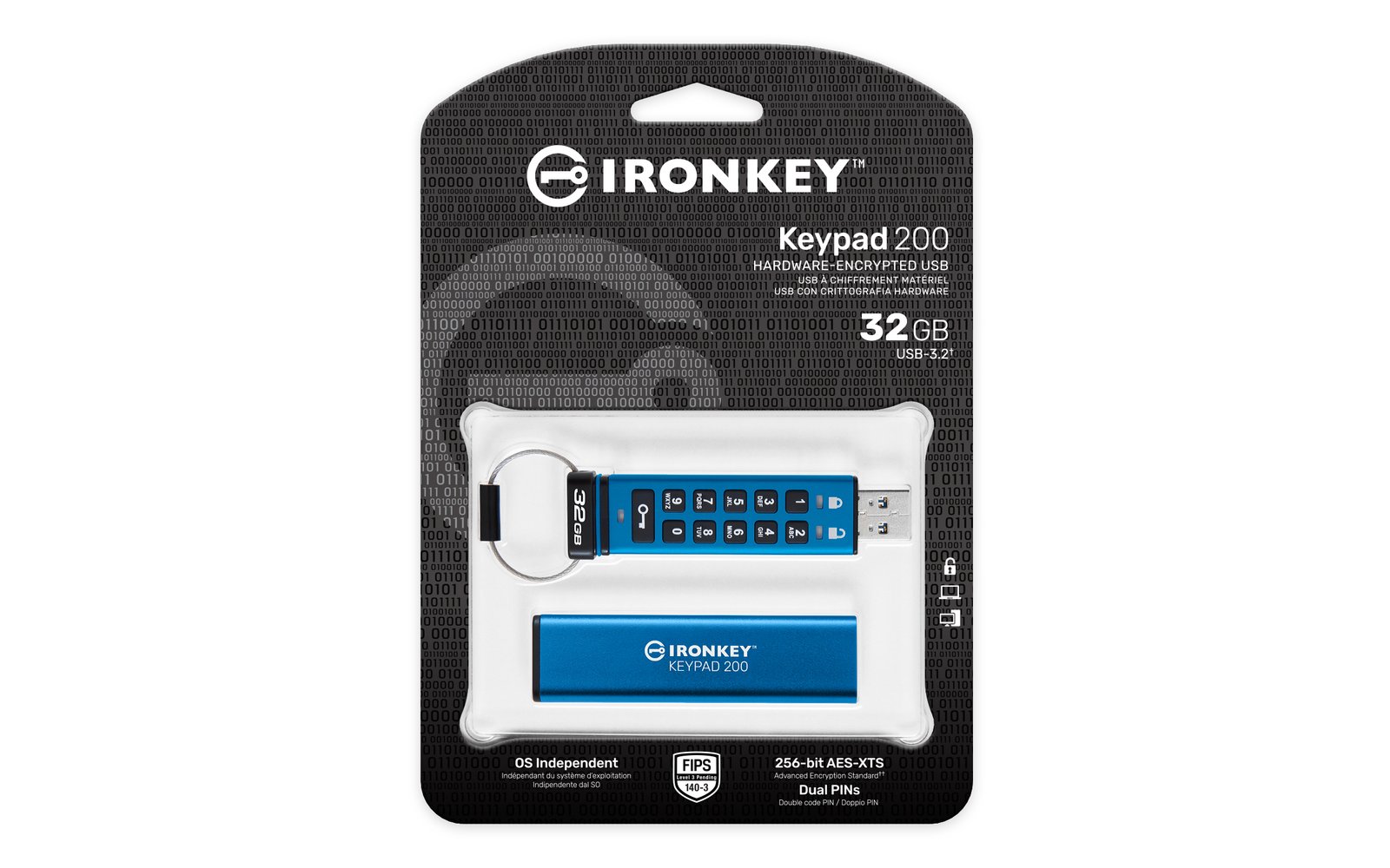 KINGSTON 32Go IronKey Keypad 200 FIPS 140-3 Lvl 3 Pending AES-256 Encrypted – Image 3