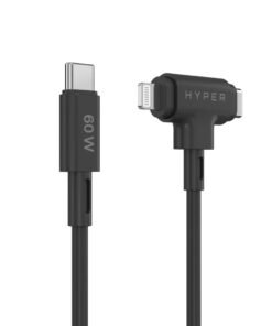 TARGUS Hyper HyperJuice Silicone USB-C to USB-C and Lightning Hybrid 60W Cable - Black