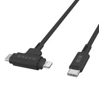 Alternative view of TARGUS Hyper HyperJuice Silicone USB-C to USB-C and Lightning Hybrid 60W Cable - Black