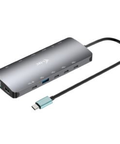 I-TEC USB-C Metal NanoDock 2xHDMI 1xUSB-C Video 1xGLAN 1xAudio/Mic 1xSD/microSD 1xUSB 3.2 3xUSB-C 3.2 Gen2 2xUSB 2.0 PD140W+charger – Image 2