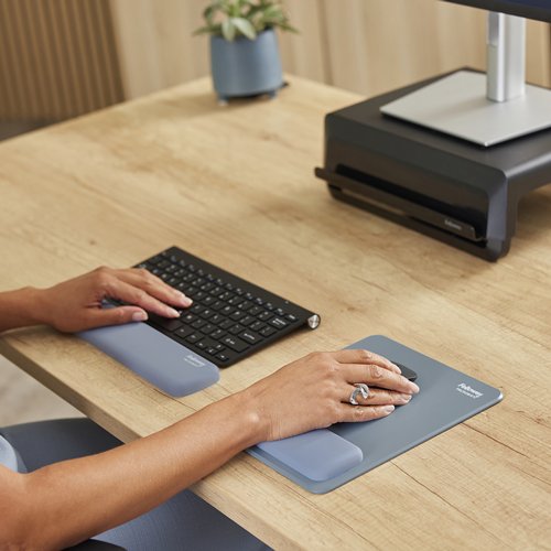 FELLOWES Repose-poignets clavier compact Breyta Bleu gris – Image 3
