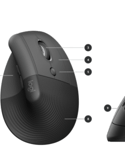 Alternative view of LOGITECH Lift for Business Vertical mouse ergonomic 6 buttons wireless Bluetooth 2.4 GHz Bolt USB receiver graphite