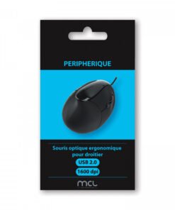 MCL-SAMAR MCL Souris USB optique 1600 DPI ergonomique pour droitier - Noire