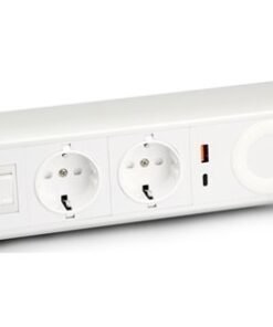 URBAN FACTORY Powee Desk Triple Eu Power Socket With 1 USB-A and 1 USB-C 3A - Silver/White